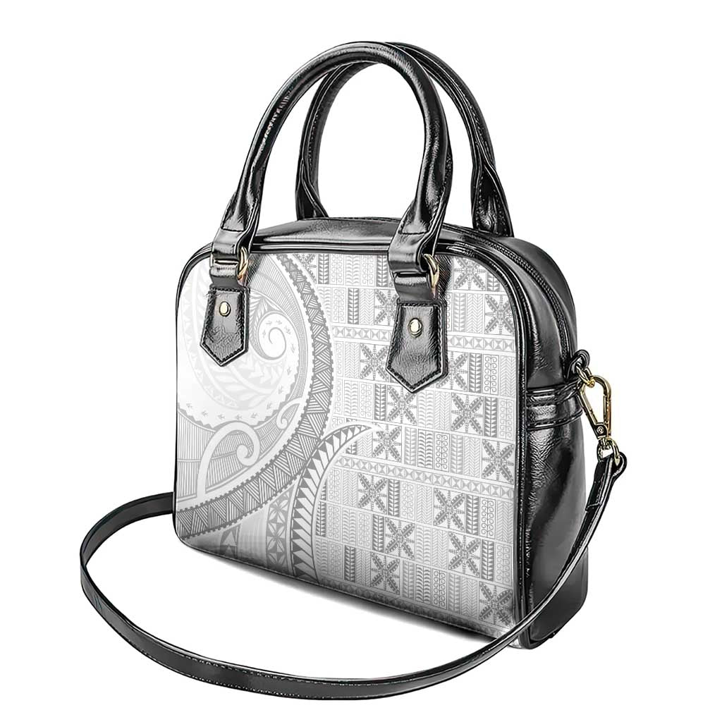 Niue White Sunday Shoulder Handbag Niuean Lotu Tamaiti Hiapo Pattern - Polynesian Pride