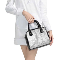 Niue White Sunday Shoulder Handbag Niuean Lotu Tamaiti Hiapo Pattern - Polynesian Pride