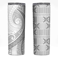 Niue White Sunday Skinny Tumbler Niuean Lotu Tamaiti Hiapo Pattern LT9 White - Polynesian Pride