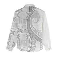 Niue White Sunday Women Casual Shirt Niuean Lotu Tamaiti Hiapo Pattern LT9 - Polynesian Pride