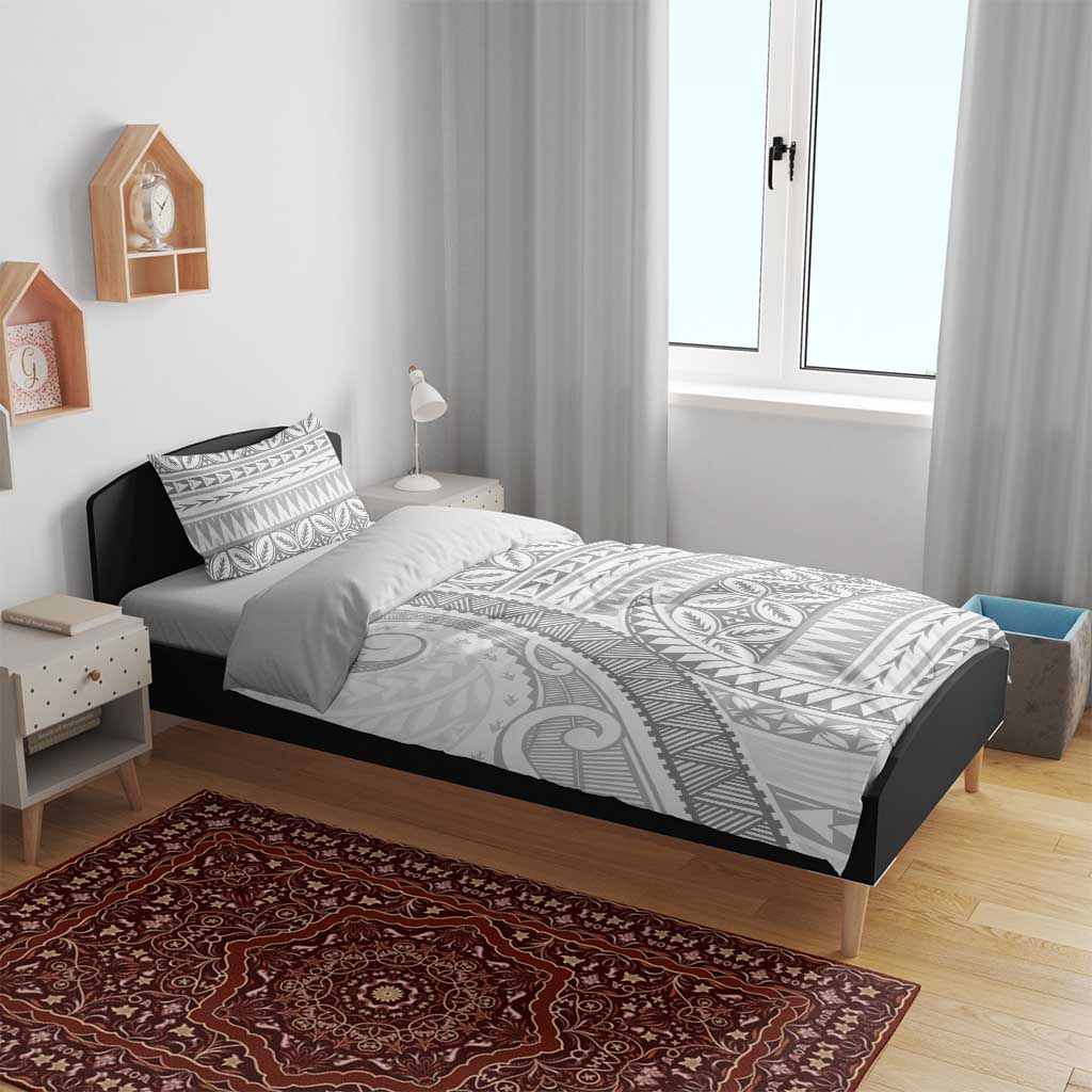 Polynesian White Sunday Bedding Set Lotu Tamaiti Melanesian Pattern - Polynesian Pride