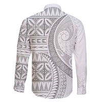Polynesian White Sunday Family Matching Long Sleeve Bodycon Dress and Hawaiian Shirt Lotu Tamaiti Melanesian Pattern LT9 - Polynesian Pride