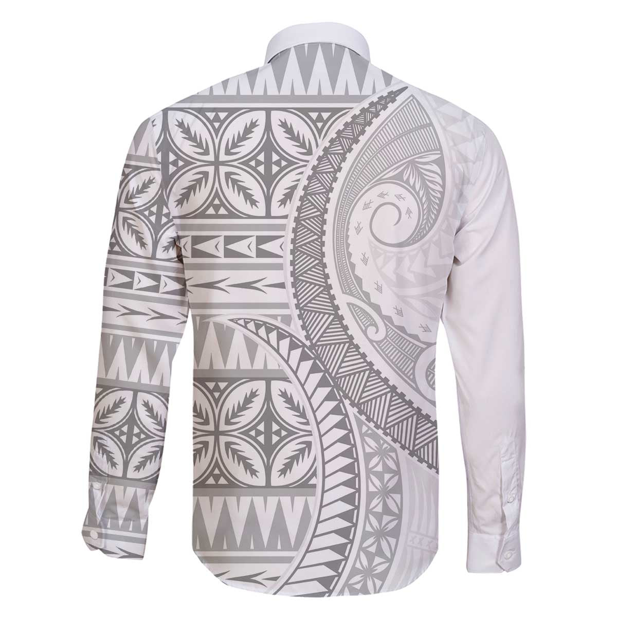 Polynesian White Sunday Family Matching Off The Shoulder Long Sleeve Dress and Hawaiian Shirt Lotu Tamaiti Melanesian Pattern LT9 - Polynesian Pride