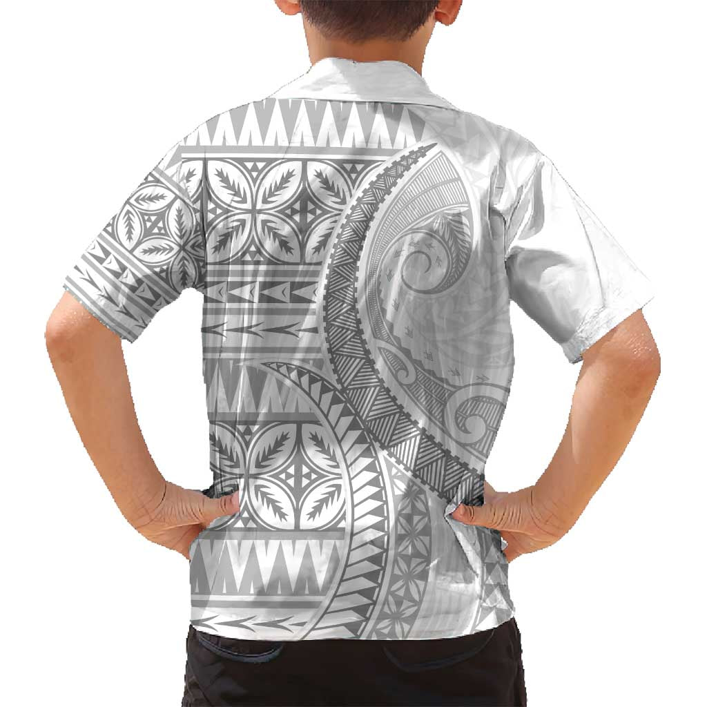 Polynesian White Sunday Family Matching Off Shoulder Maxi Dress and Hawaiian Shirt Lotu Tamaiti Melanesian Pattern LT9 - Polynesian Pride