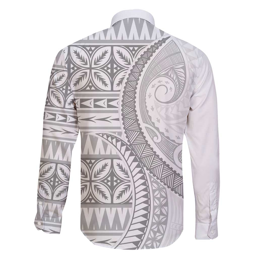 Polynesian White Sunday Family Matching Off Shoulder Maxi Dress and Hawaiian Shirt Lotu Tamaiti Melanesian Pattern LT9 - Polynesian Pride