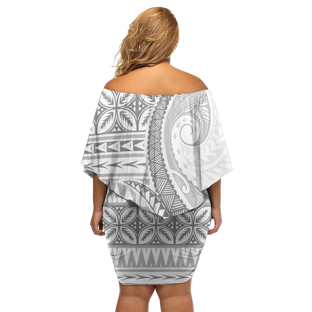 Polynesian White Sunday Family Matching Off Shoulder Short Dress and Hawaiian Shirt Lotu Tamaiti Melanesian Pattern LT9 - Polynesian Pride