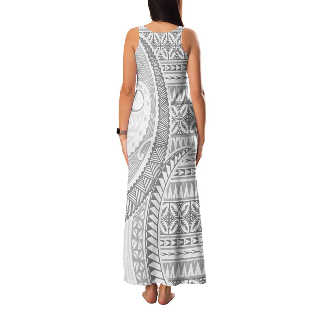 Polynesian White Sunday Family Matching Tank Maxi Dress and Hawaiian Shirt Lotu Tamaiti Melanesian Pattern LT9 - Polynesian Pride
