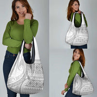 Polynesian White Sunday Grocery Bag Lotu Tamaiti Melanesian Pattern - Polynesian Pride