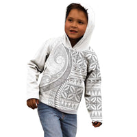 Polynesian White Sunday Kid Hoodie Lotu Tamaiti Melanesian Pattern - Polynesian Pride