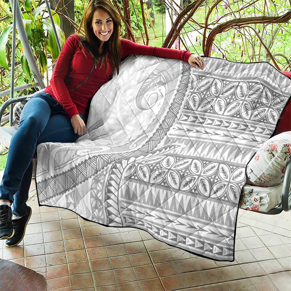 Polynesian White Sunday Quilt Lotu Tamaiti Melanesian Pattern - Polynesian Pride