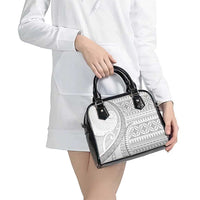 Polynesian White Sunday Shoulder Handbag Lotu Tamaiti Melanesian Pattern - Polynesian Pride