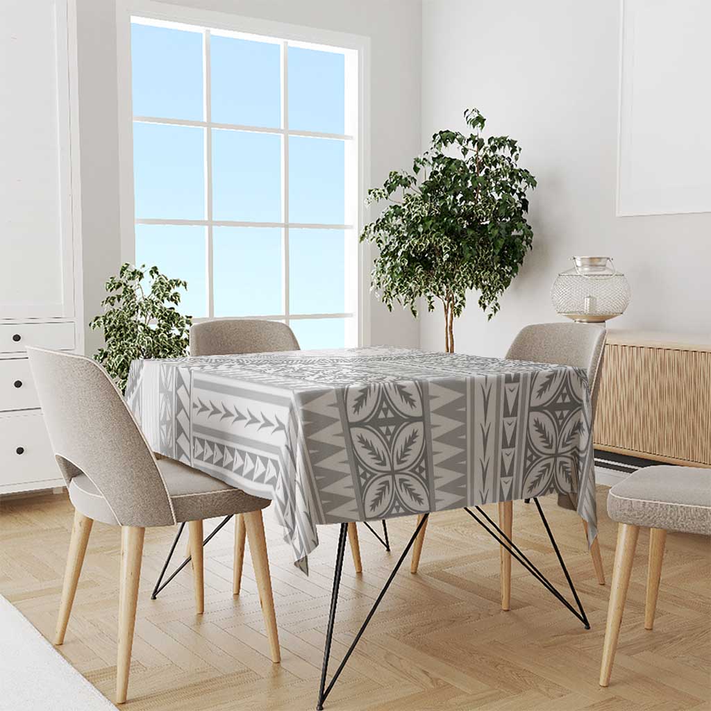 Polynesian White Sunday Tablecloth Lotu Tamaiti Melanesian Pattern - Polynesian Pride