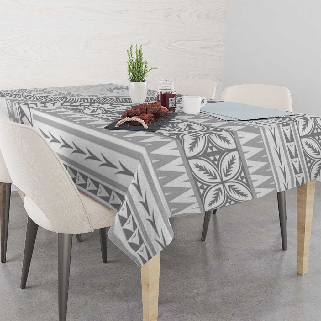 Polynesian White Sunday Tablecloth Lotu Tamaiti Melanesian Pattern - Polynesian Pride
