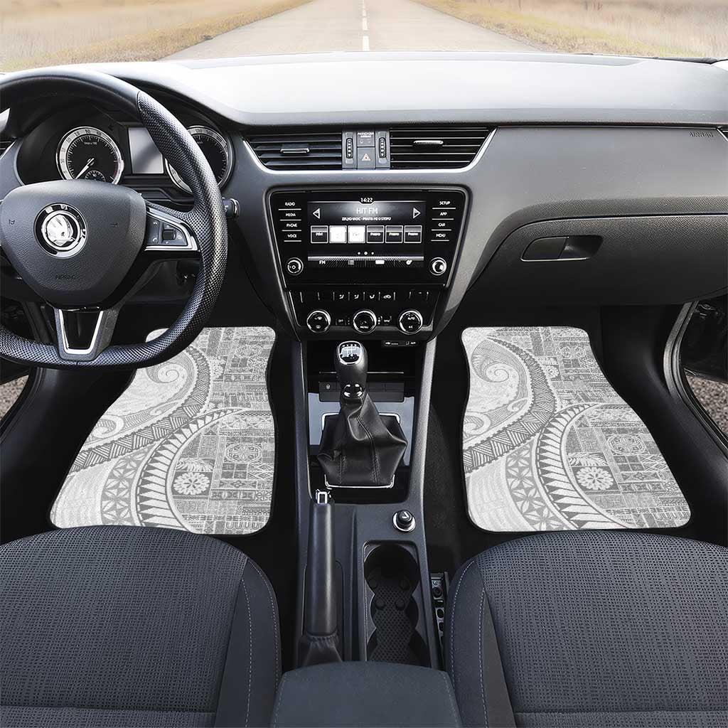 Samoa Siapo White Sunday Car Mats Lotu Tamaiti Polynesian White Pattern - Polynesian Pride