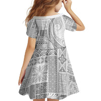 Samoa Siapo White Sunday Family Matching Off Shoulder Maxi Dress and Hawaiian Shirt Lotu Tamaiti Polynesian White Pattern LT9 - Polynesian Pride