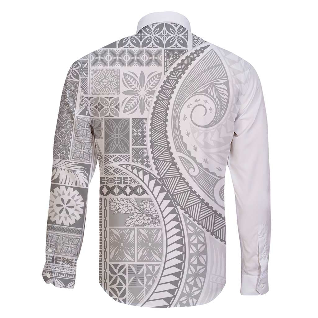 Samoa Siapo White Sunday Family Matching Short Sleeve Bodycon Dress and Hawaiian Shirt Lotu Tamaiti Polynesian White Pattern LT9 - Polynesian Pride