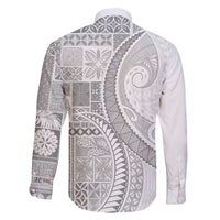 Samoa Siapo White Sunday Family Matching Short Sleeve Bodycon Dress and Hawaiian Shirt Lotu Tamaiti Polynesian White Pattern LT9 - Polynesian Pride