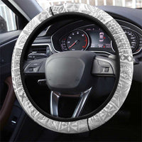 Samoa Siapo White Sunday Steering Wheel Cover Lotu Tamaiti Polynesian White Pattern - Polynesian Pride