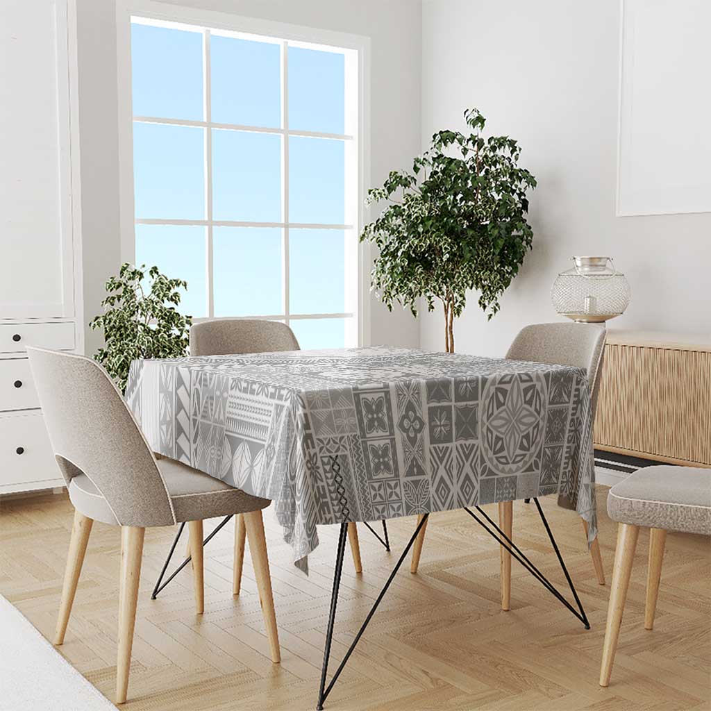 Samoa Siapo White Sunday Tablecloth Lotu Tamaiti Polynesian White Pattern - Polynesian Pride