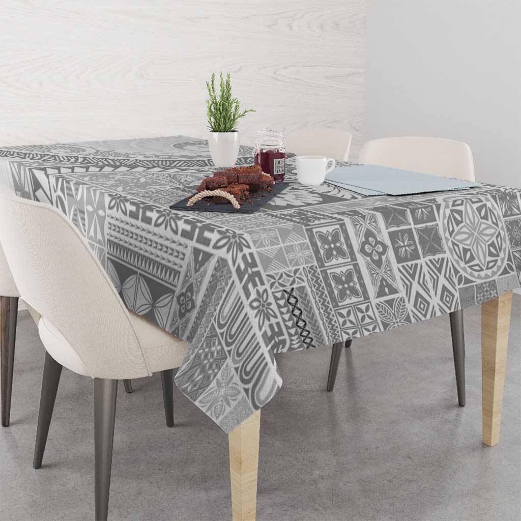 Samoa Siapo White Sunday Tablecloth Lotu Tamaiti Polynesian White Pattern - Polynesian Pride