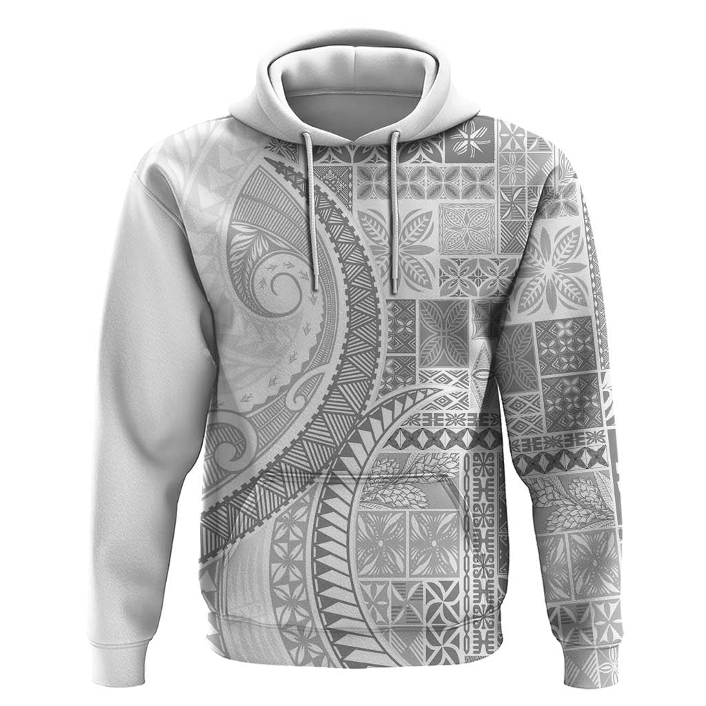 Samoa Siapo White Sunday Zip Hoodie Lotu Tamaiti Polynesian White Pattern LT9 Pullover Hoodie White - Polynesian Pride