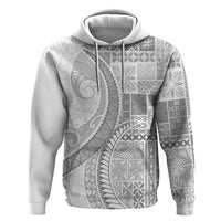 Samoa Siapo White Sunday Zip Hoodie Lotu Tamaiti Polynesian White Pattern LT9 Pullover Hoodie White - Polynesian Pride