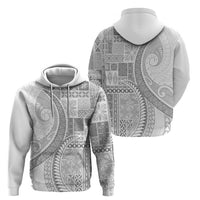 Samoa Siapo White Sunday Zip Hoodie Lotu Tamaiti Polynesian White Pattern LT9 - Polynesian Pride