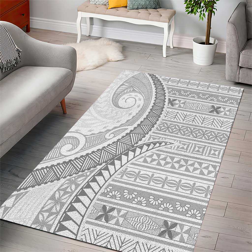 Tokelau White Sunday Area Rug Lotu Tamaiti Ngatu Tokelau Feletoa Manulua LT9 - Polynesian Pride