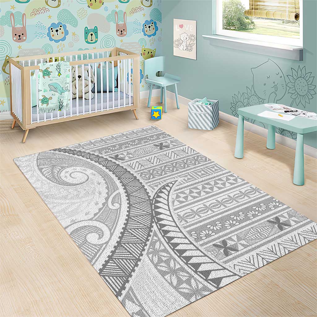 Tokelau White Sunday Area Rug Lotu Tamaiti Ngatu Tokelau Feletoa Manulua LT9 - Polynesian Pride