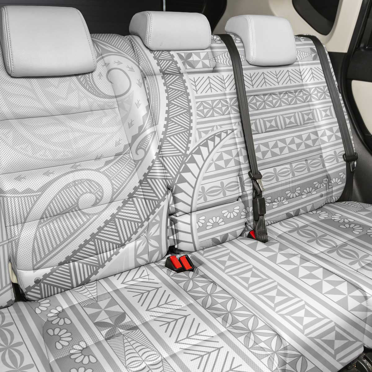 Tokelau White Sunday Back Car Seat Cover Lotu Tamaiti Ngatu Tokelau Feletoa Manulua LT9 - Polynesian Pride