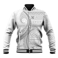 Tokelau White Sunday Baseball Jacket Lotu Tamaiti Ngatu Tokelau Feletoa Manulua LT9 Unisex White - Polynesian Pride