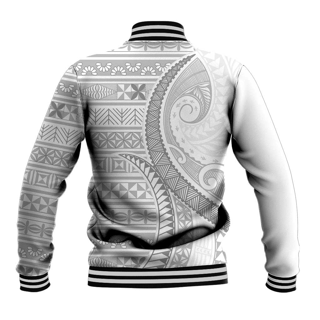 Tokelau White Sunday Baseball Jacket Lotu Tamaiti Ngatu Tokelau Feletoa Manulua LT9 - Polynesian Pride