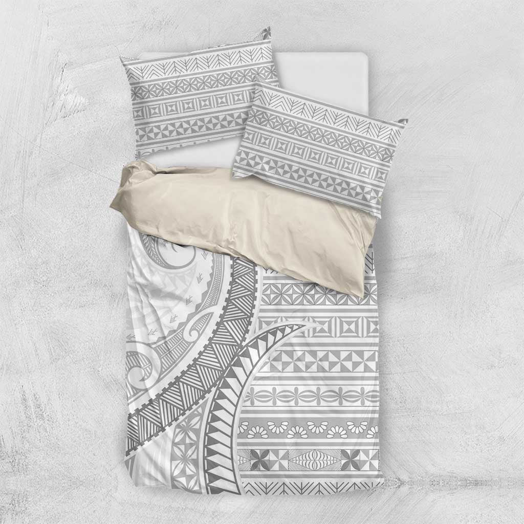 Tokelau White Sunday Bedding Set Lotu Tamaiti Ngatu Tokelau Feletoa Manulua LT9 US Twin 172cm x 218cm White - Polynesian Pride