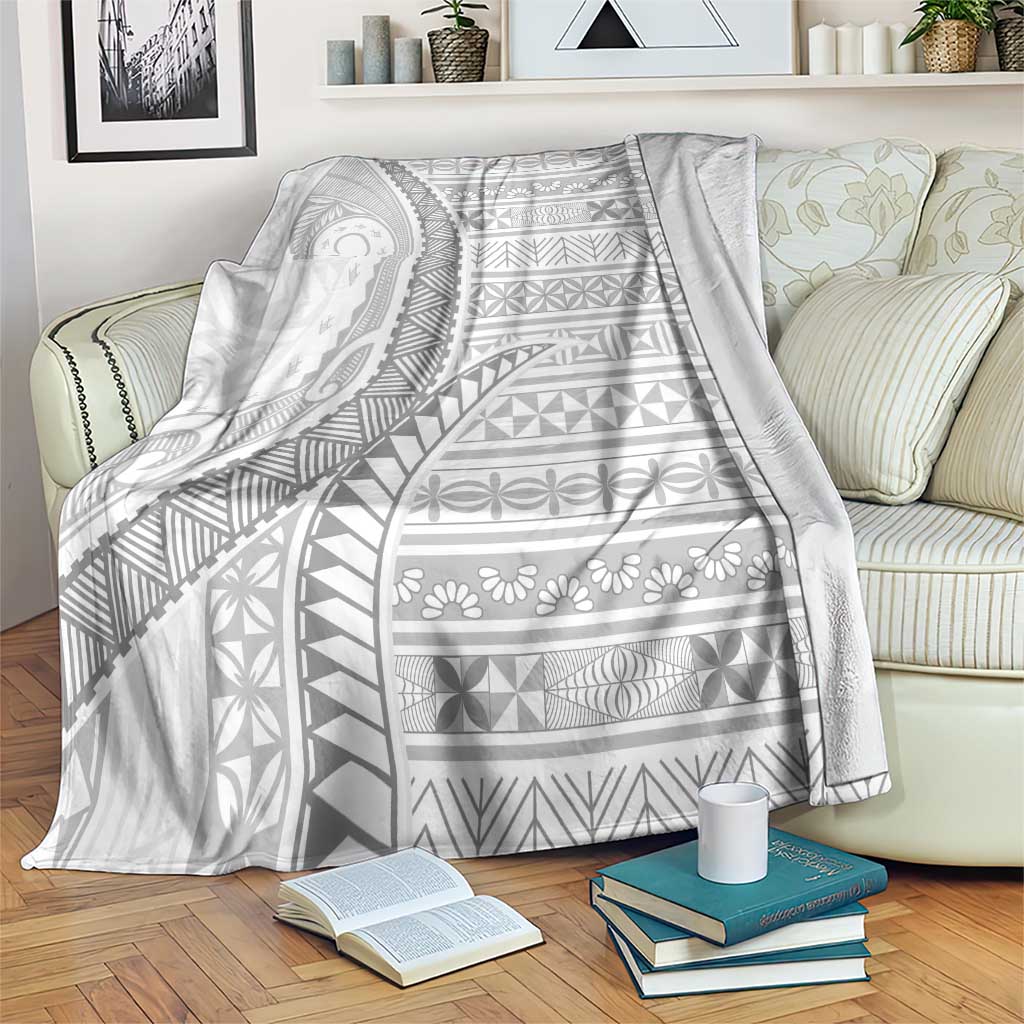 Tokelau White Sunday Blanket Lotu Tamaiti Ngatu Tokelau Feletoa Manulua LT9 White - Polynesian Pride