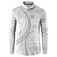 Tokelau White Sunday Button Sweatshirt Lotu Tamaiti Ngatu Tokelau Feletoa Manulua LT9 White - Polynesian Pride