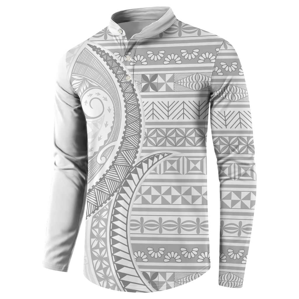 Tokelau White Sunday Button Sweatshirt Lotu Tamaiti Ngatu Tokelau Feletoa Manulua LT9 - Polynesian Pride