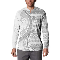 Tokelau White Sunday Button Sweatshirt Lotu Tamaiti Ngatu Tokelau Feletoa Manulua LT9 - Polynesian Pride