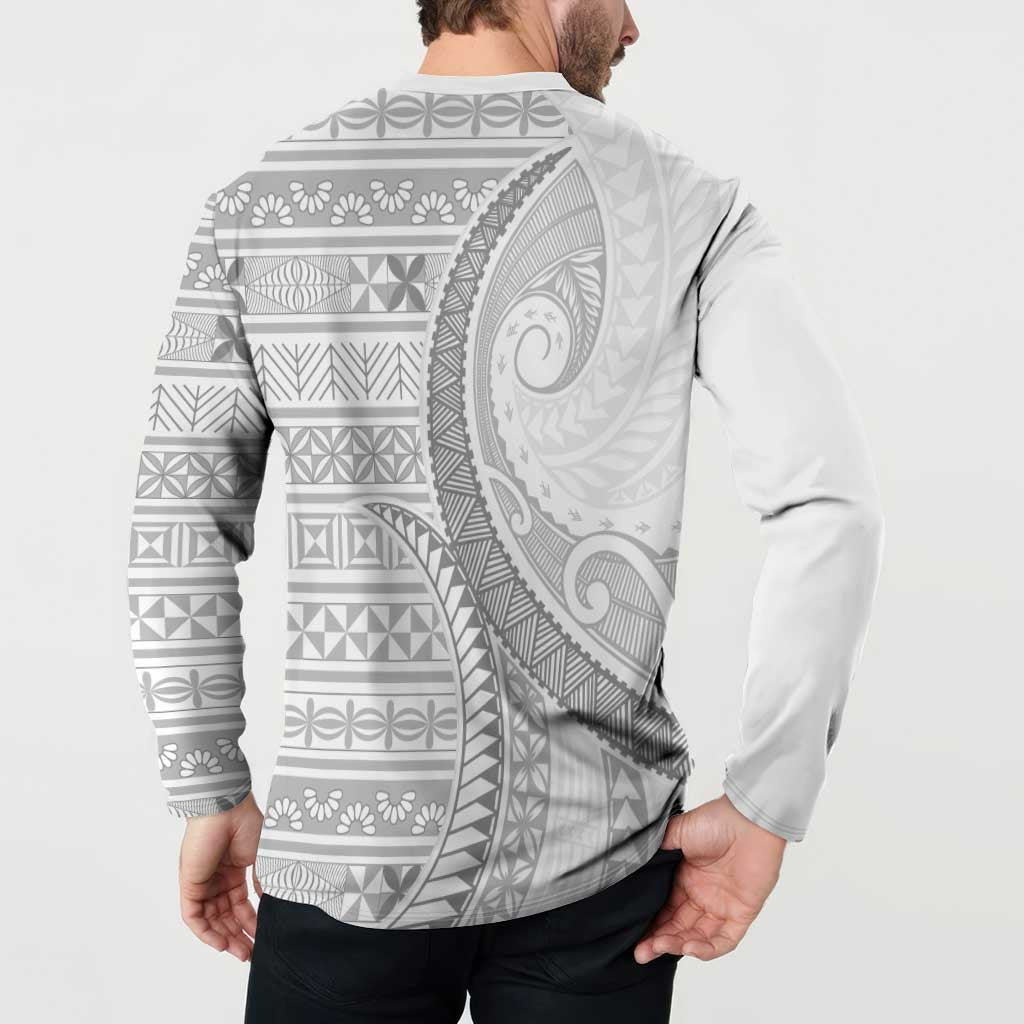 Tokelau White Sunday Button Sweatshirt Lotu Tamaiti Ngatu Tokelau Feletoa Manulua LT9 - Polynesian Pride