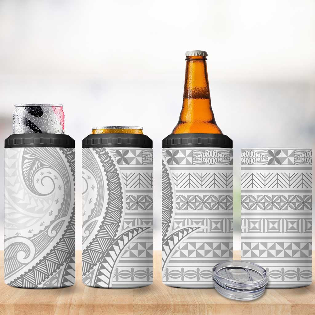 Tokelau White Sunday 4 in 1 Can Cooler Tumbler Lotu Tamaiti Ngatu Tokelau Feletoa Manulua LT9 - Polynesian Pride