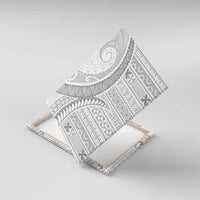 Tokelau White Sunday Canvas Wall Art Lotu Tamaiti Ngatu Tokelau Feletoa Manulua LT9 With Frame White - Polynesian Pride