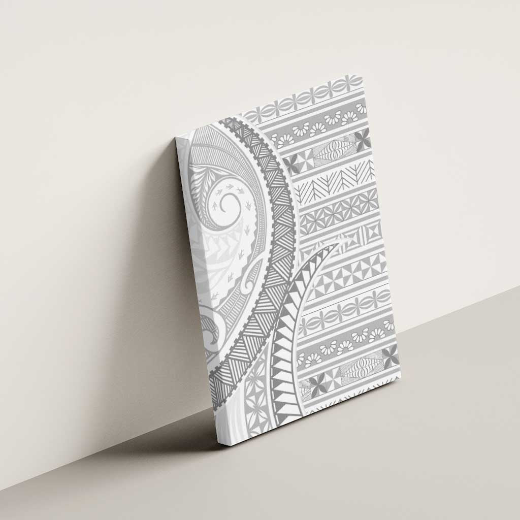Tokelau White Sunday Canvas Wall Art Lotu Tamaiti Ngatu Tokelau Feletoa Manulua LT9 - Polynesian Pride