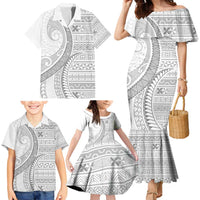 Tokelau White Sunday Family Matching Mermaid Dress and Hawaiian Shirt Lotu Tamaiti Ngatu Tokelau Feletoa Manulua LT9 - Polynesian Pride