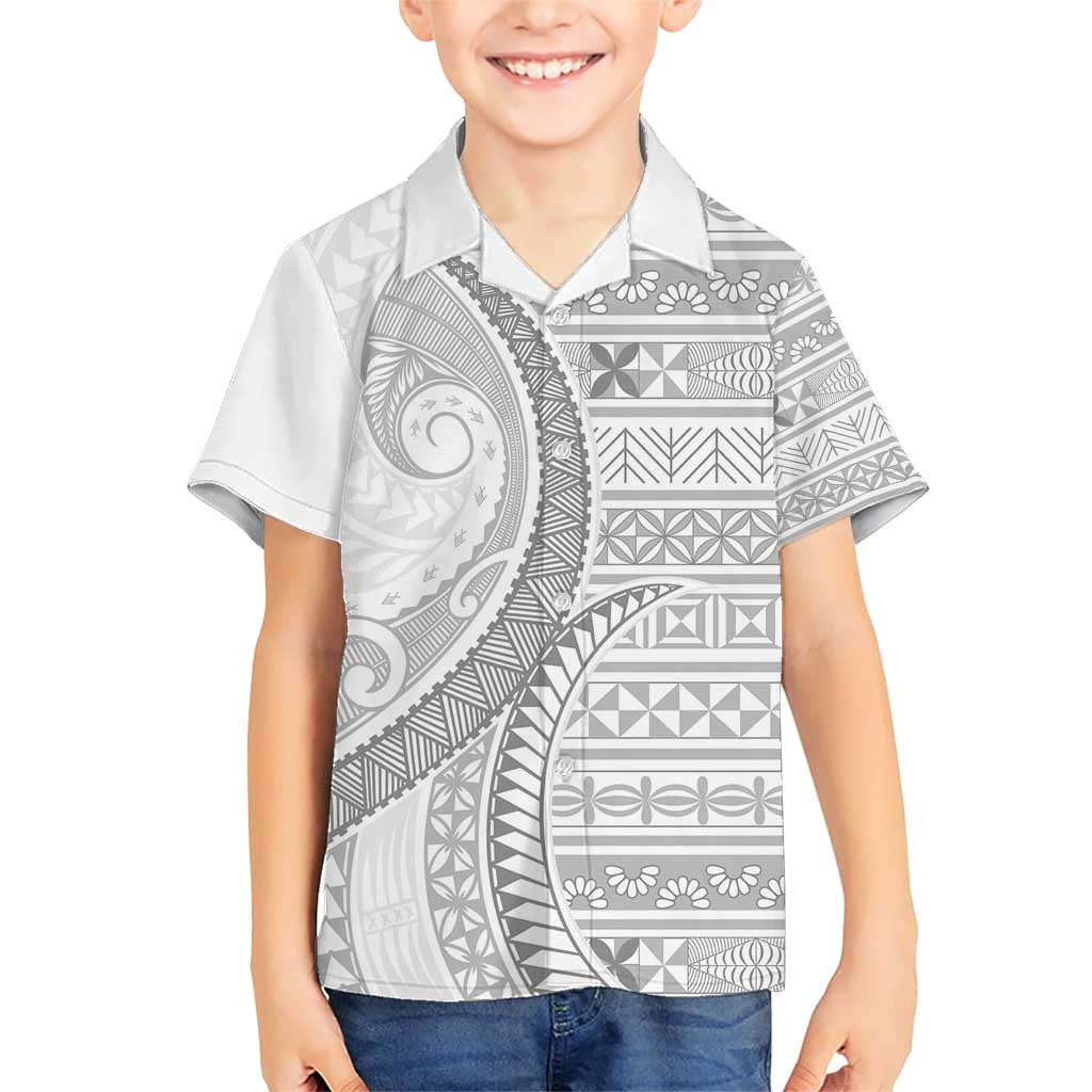 Tokelau White Sunday Family Matching Short Sleeve Bodycon Dress and Hawaiian Shirt Lotu Tamaiti Ngatu Tokelau Feletoa Manulua LT9 Son's Shirt White - Polynesian Pride