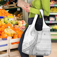 Tokelau White Sunday Grocery Bag Lotu Tamaiti Ngatu Tokelau Feletoa Manulua LT9 - Polynesian Pride