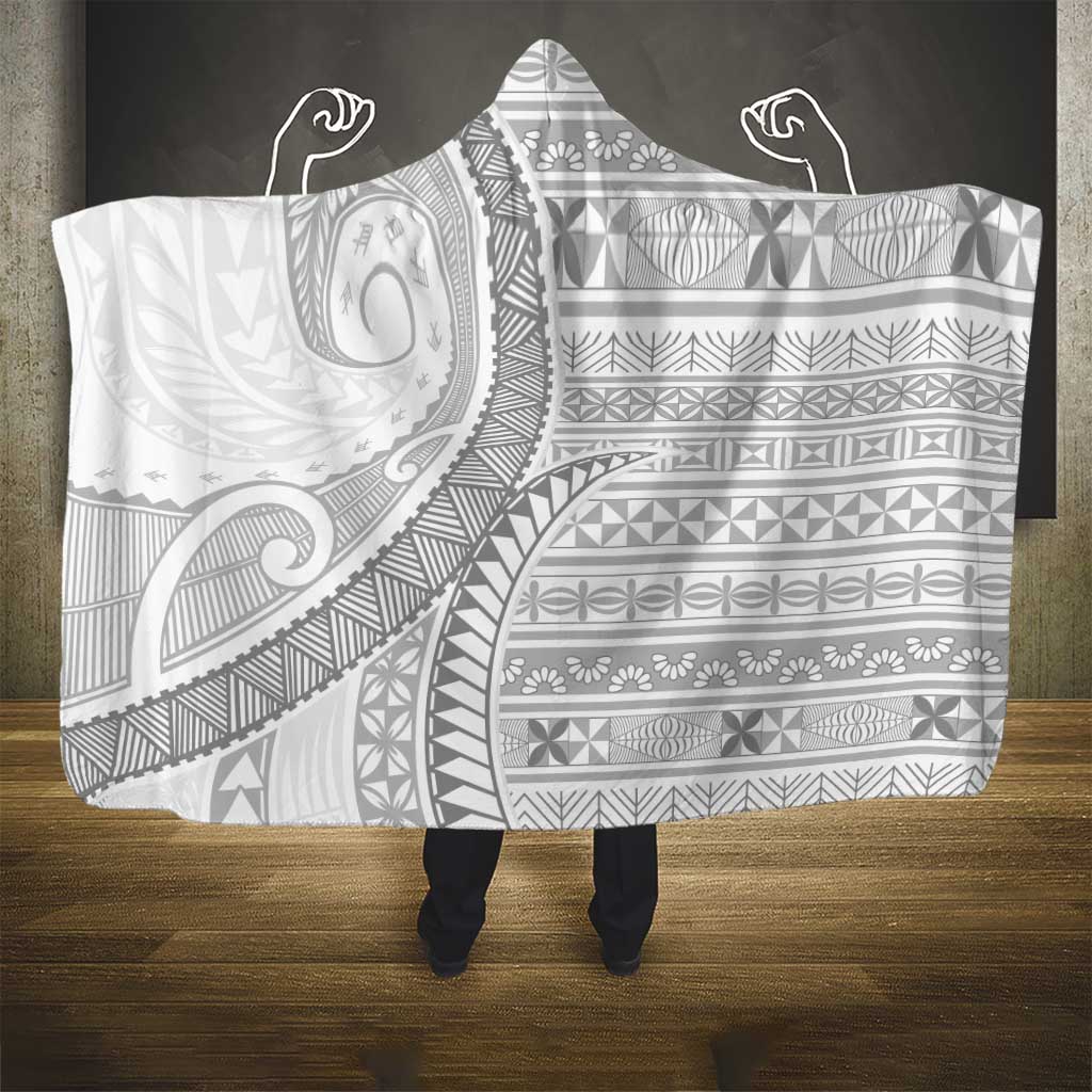 Tokelau White Sunday Hooded Blanket Lotu Tamaiti Ngatu Tokelau Feletoa Manulua LT9 - Polynesian Pride