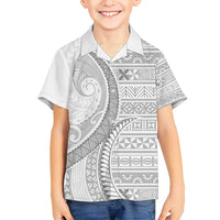 Tokelau White Sunday Kid Hawaiian Shirt Lotu Tamaiti Ngatu Tokelau Feletoa Manulua LT9 Kid White - Polynesian Pride
