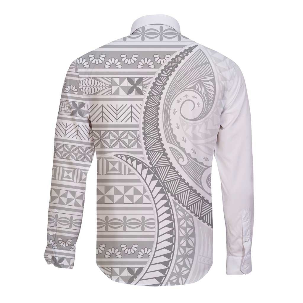 Tokelau White Sunday Long Sleeve Button Shirt Lotu Tamaiti Ngatu Tokelau Feletoa Manulua LT9 - Polynesian Pride