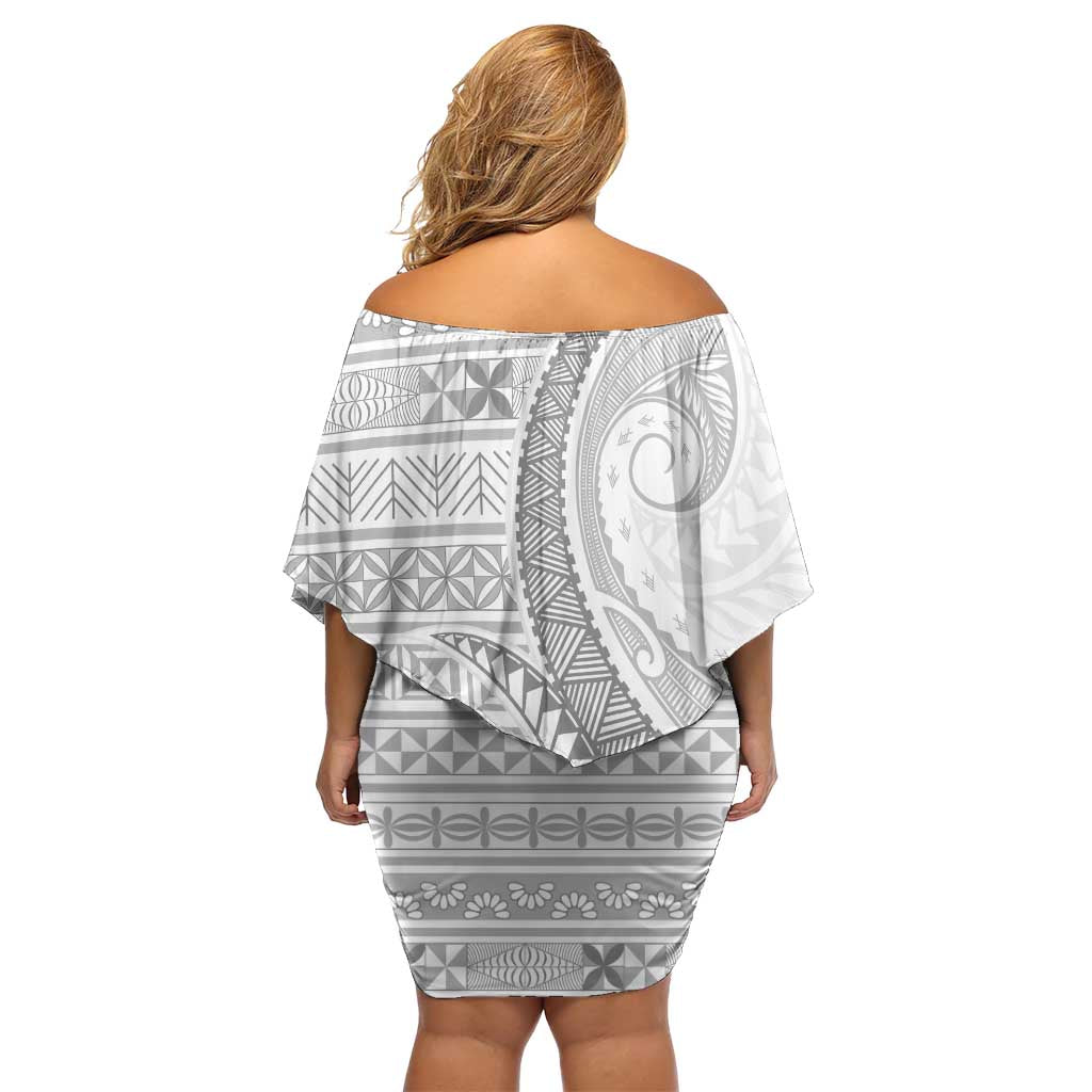 Tokelau White Sunday Off Shoulder Short Dress Lotu Tamaiti Ngatu Tokelau Feletoa Manulua LT9 - Polynesian Pride