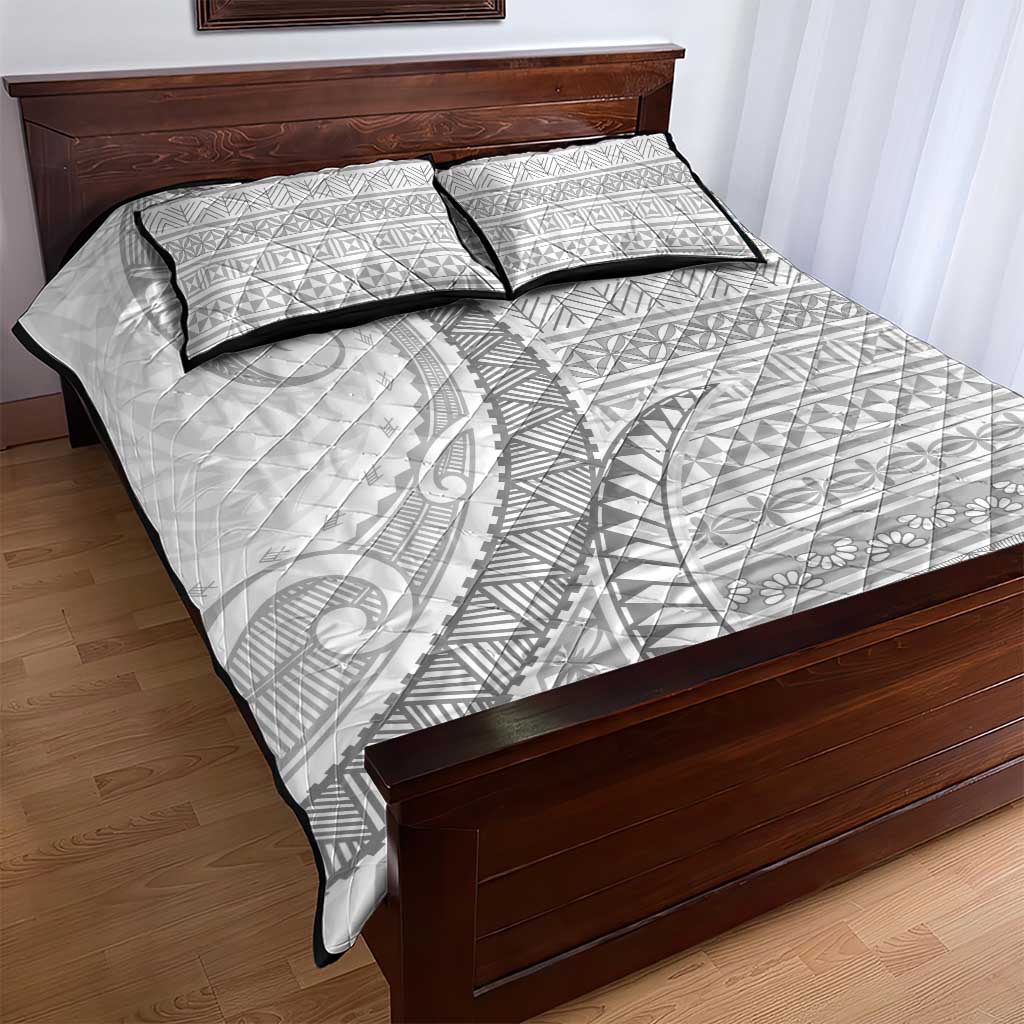 Tokelau White Sunday Quilt Bed Set Lotu Tamaiti Ngatu Tokelau Feletoa Manulua LT9 - Polynesian Pride