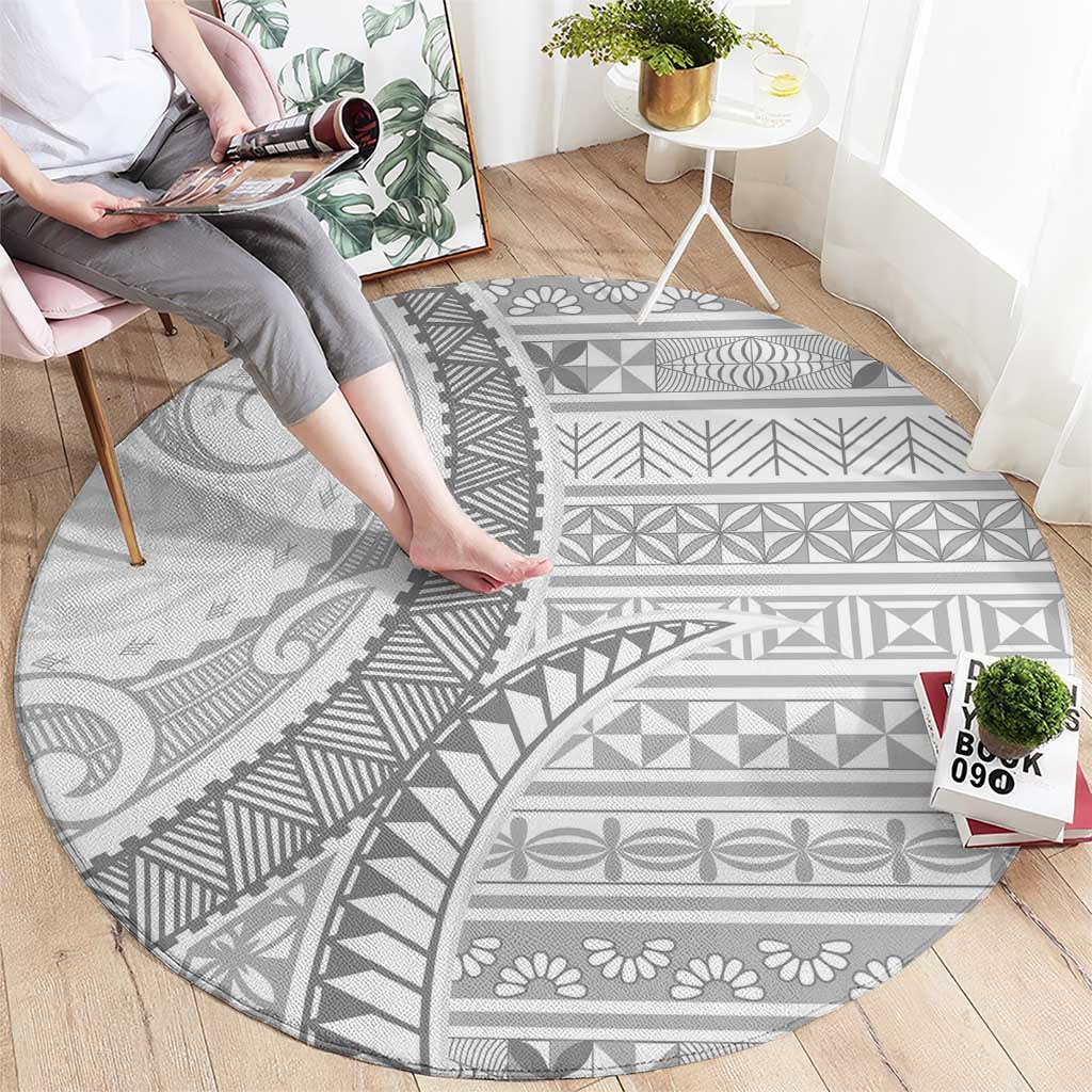 Tokelau White Sunday Round Carpet Lotu Tamaiti Ngatu Tokelau Feletoa Manulua LT9 - Polynesian Pride